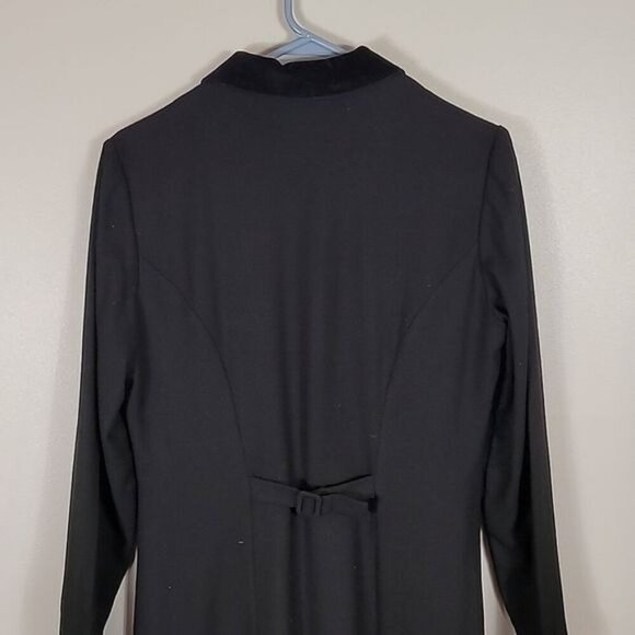 Vintage Talbots 100% Wool Trench Coat Size S Black Button Velvet Classic Y2K 90s - Picture 11 of 13